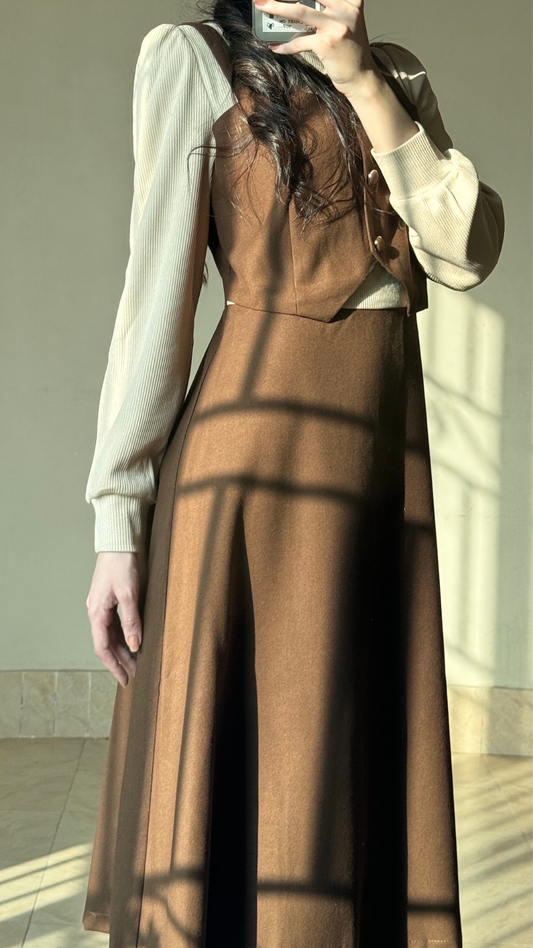 Korean Style Autumn Winter Dress Casual Elegant Temperament O-Neck Sweet Fashion Dress